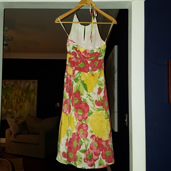 Ann Taylor LOFT silk floral halter dress - Picture 2 of 4